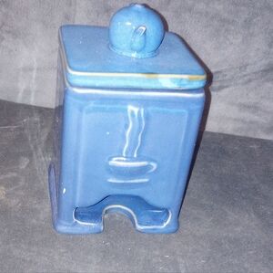 Vintage Blue Ceramic Tea Bag Container